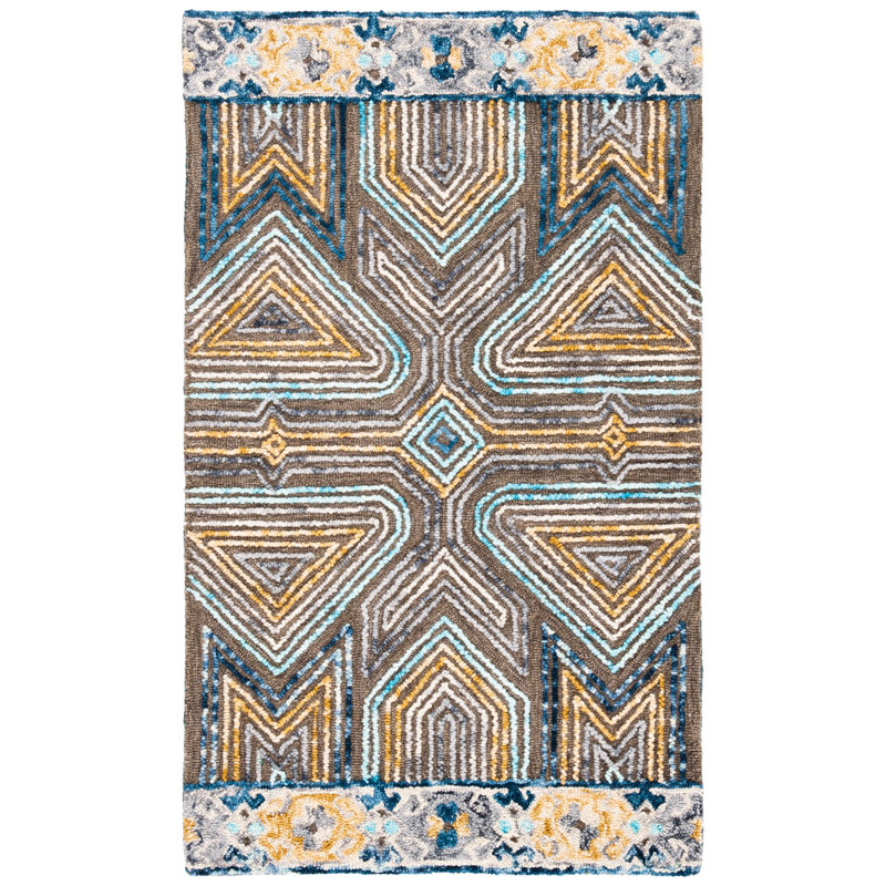 Tapis gris / beige en laine Brashear, Rectangle 4 pi x 6 pi