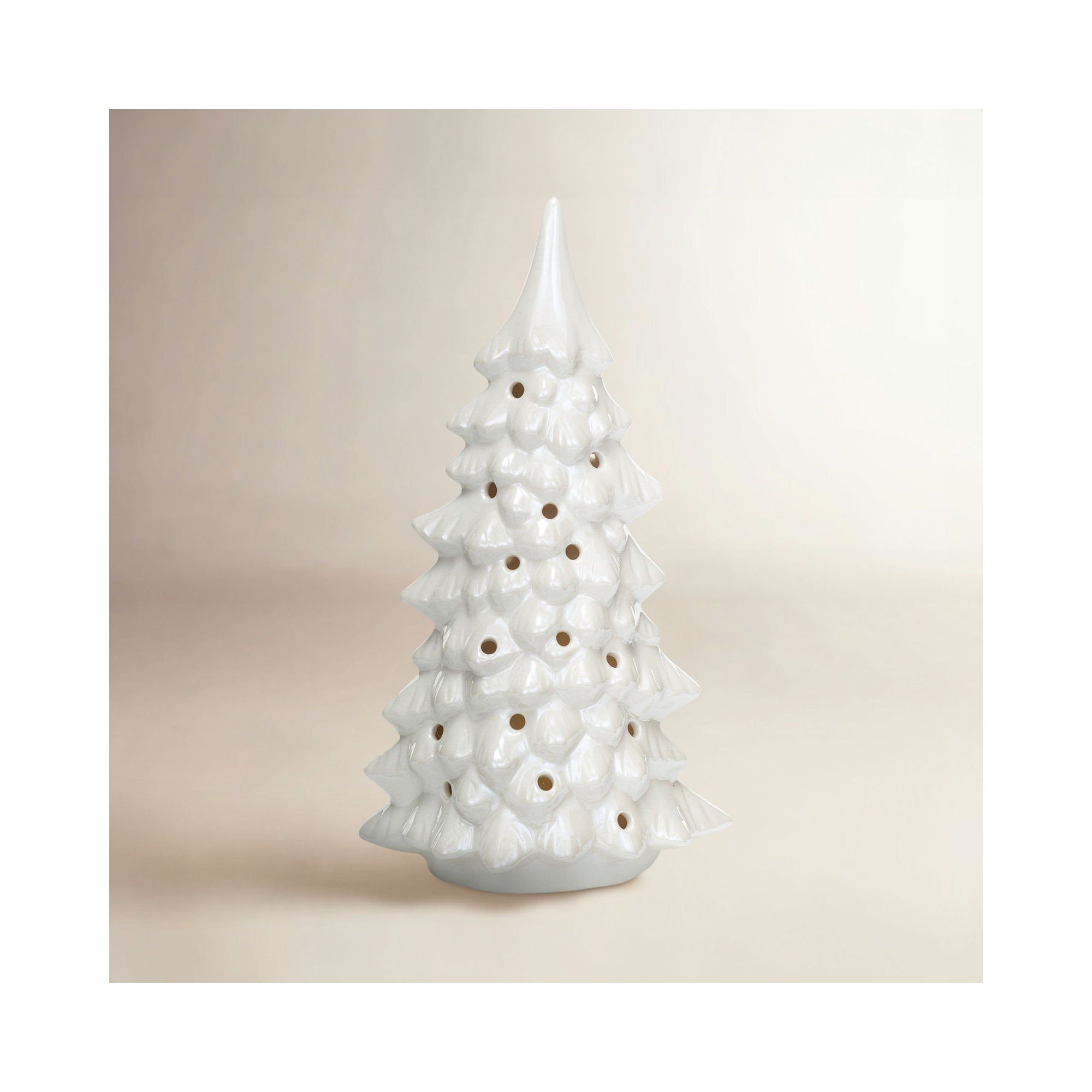 Stoneware LED Tree, 10.38" H x 5.88" W x 4.13" D