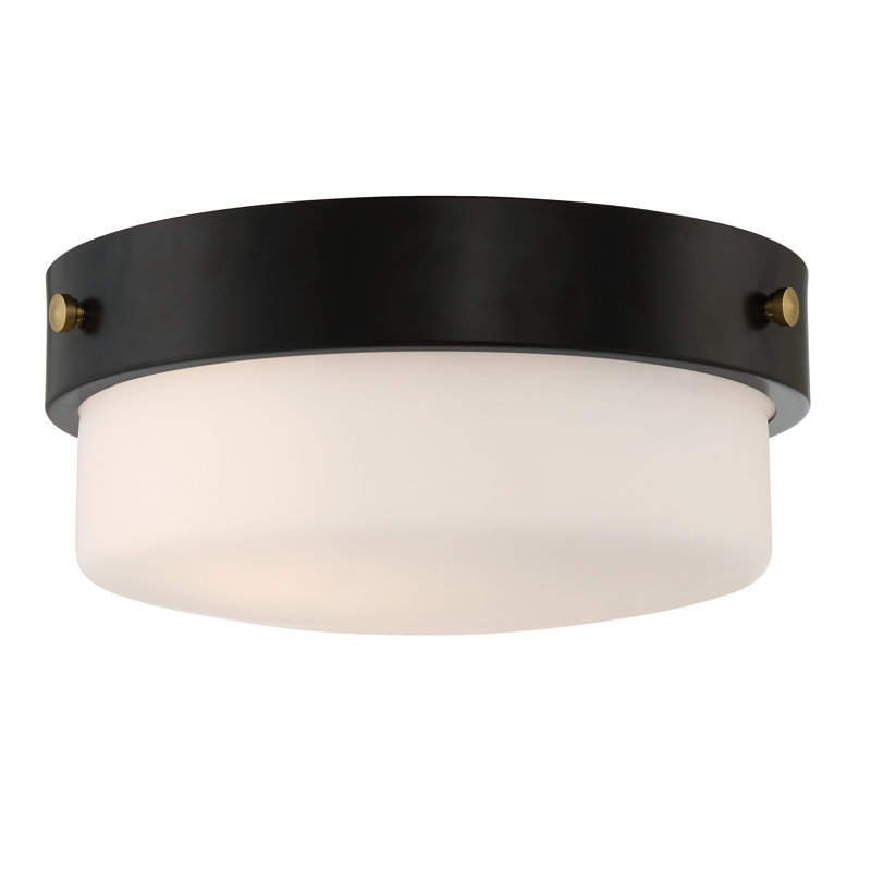 Glass Flush Mount, Black, 6" H x 13" W x 13" D
