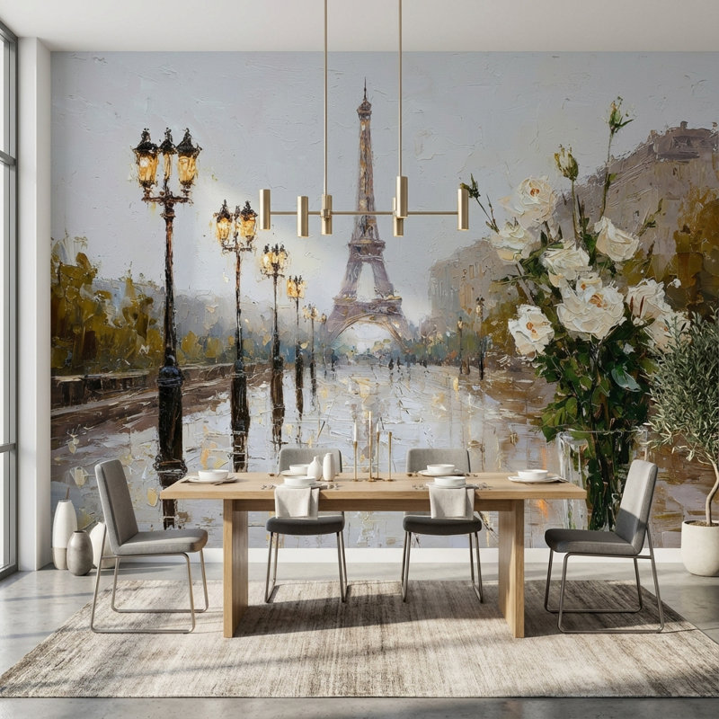 Papier peint tour Eiffel Paris, 120 po x 96 po, Peler et coller