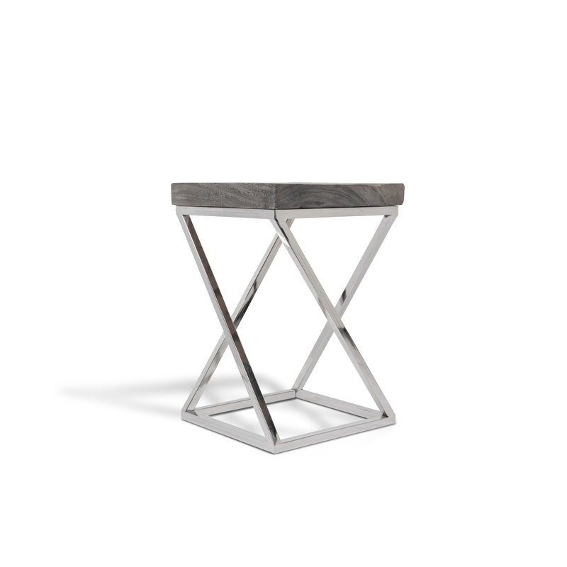 Solid Wood Top Coffee Table, Gray, 15" H x 20" L x 20" W
