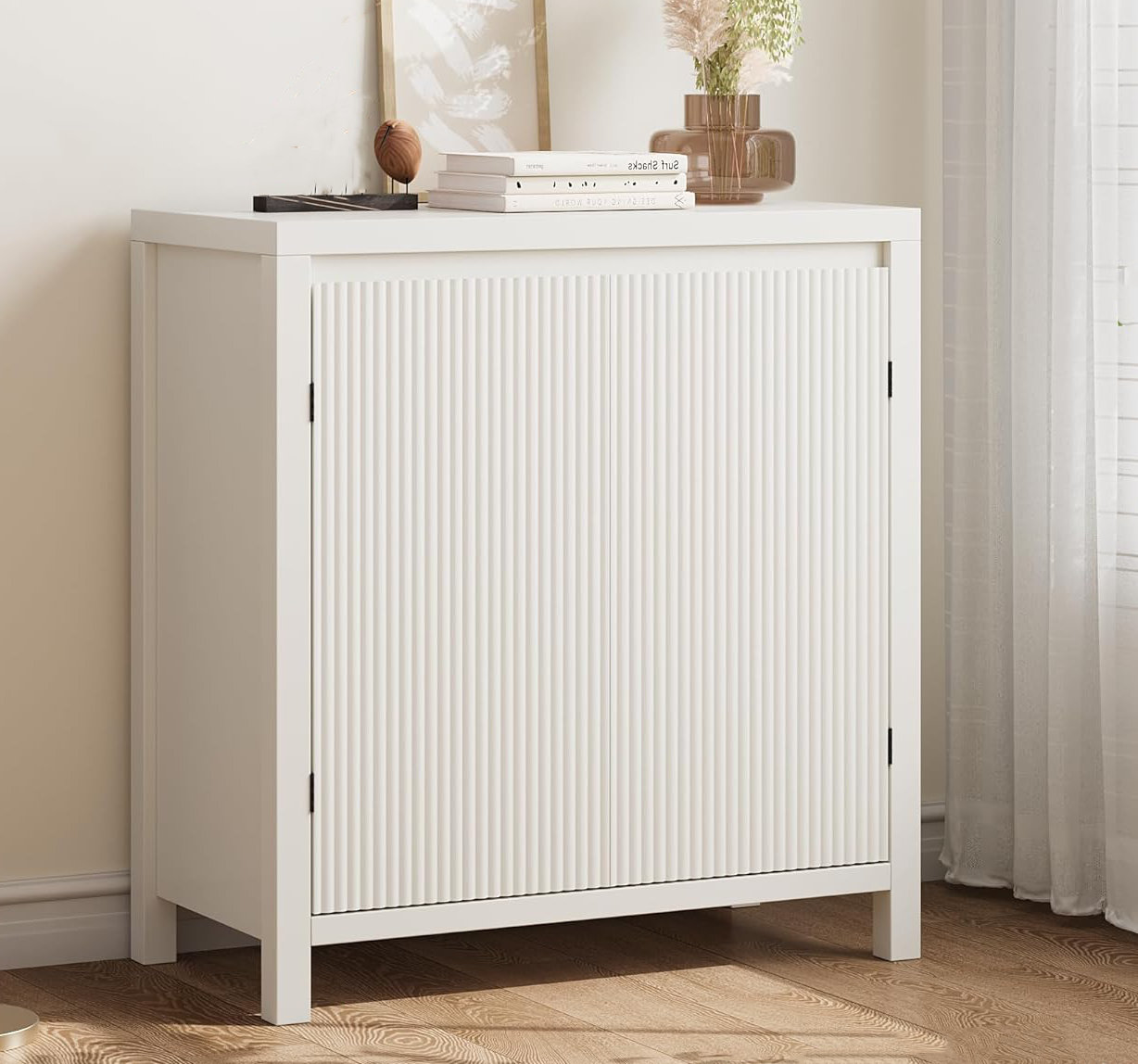 Fluted Storage Unit Ebern Designs Fluted Storage Cabinet,small Console Cabinet With Storage ...