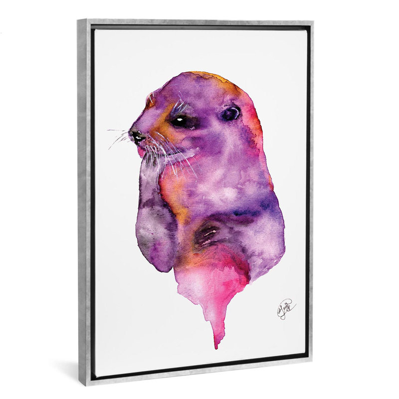 Loutre, art sur toile, Toile avec cadre argenté, H 60 po x l 40po x P 1,5 po