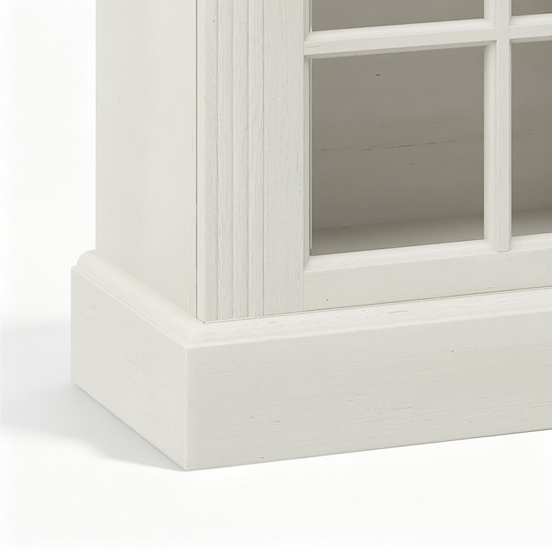 Meuble télé de style ferme avec foyer, 246 cm de large, pour téléviseurs jusqu'à 254 cm, avec grand espace de rangement et étagères réglables, blanc/chêne.