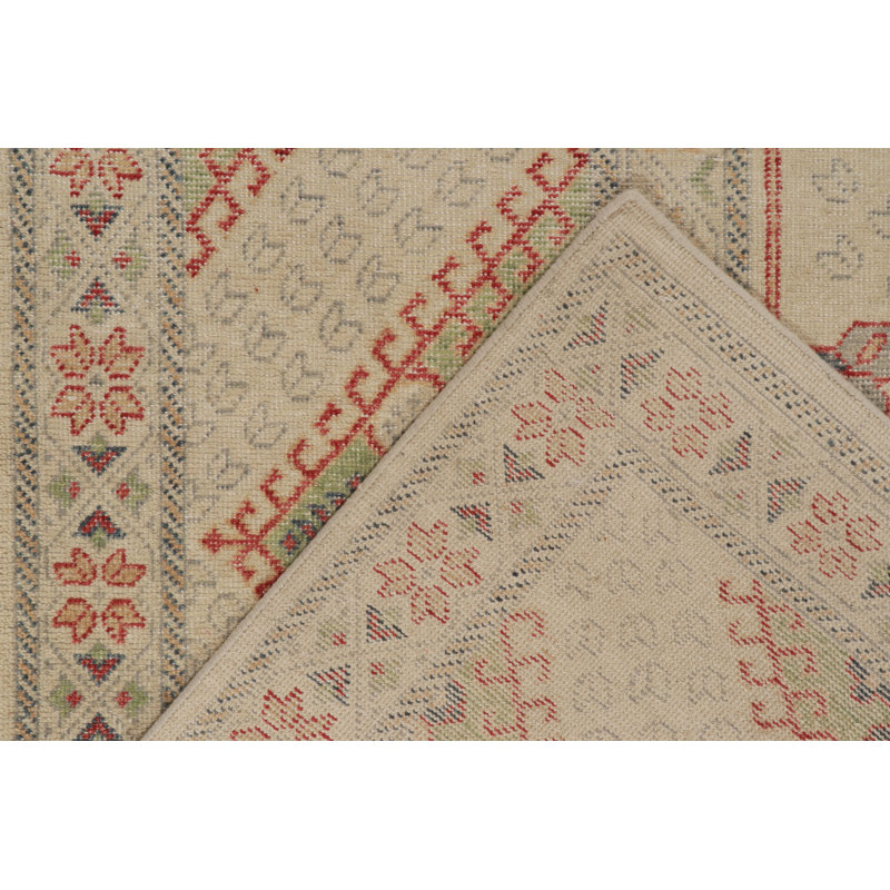 Distressed Homage Hand Knotted Wool Geometric Area Rug, Rectangle 6' x 9'
