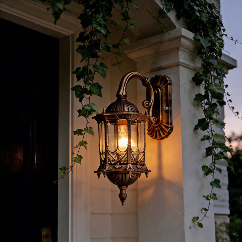 Applique murale d'extérieur en bronze 13 po H avec luminaires d'extérieur imperméables en verre transparent bronze huilé et rétro en aluminium 16145
