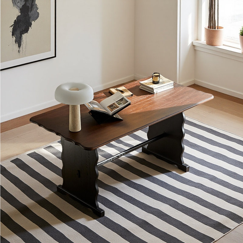 Bureau domestique en bois massif, H 29,92 po x l 62,99 po x P 33,46 po, Noyer / noir