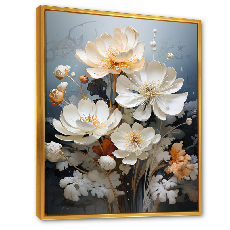 Serenity Blossum Lotus III sur toile, H 32 po x l 24 po x P 1 po, Cadre flottant doré