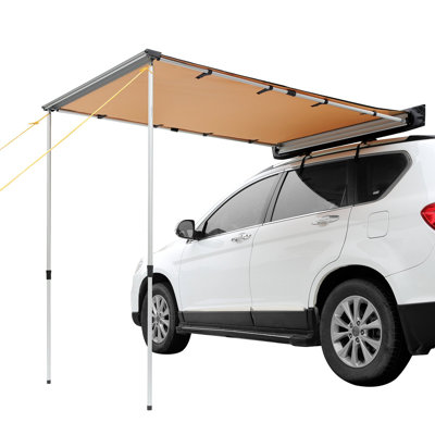 Auvent de voiture, grand auvent de véhicule de 4,6 pi x 6,6 po, auvent rétractable PU3000mm UV50 + avec sac de rangement imperméable, convient aux camions, VUS, fourgonnettes, camping-car