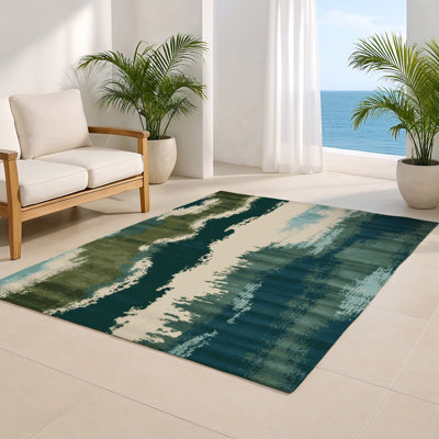 Tapis intérieur et extérieur vert Watercolor