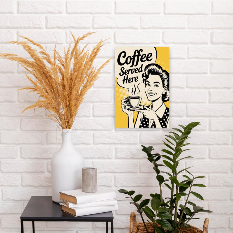 Art mural rétro café servi ici, H 18 po x l 12 po