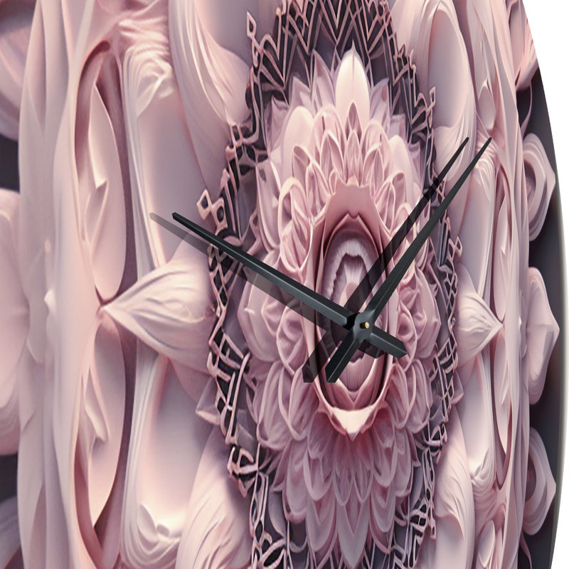 Delicate Pink Lotus Mandala III Metal Wall Clock, Small