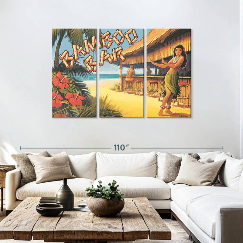Gillard Bamboo Bar Hawaii, H 48 po x l 74 po