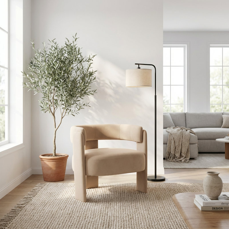 Chaise d'appoint moderne en velours avec pieds en bois