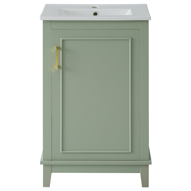 Petit meuble-lavabo moderne avec lavabo en céramique, Vert