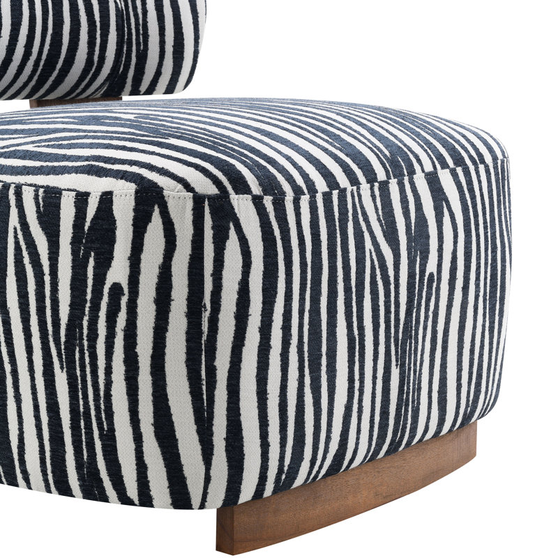 Tilton Zebra-Stripe Chenille Accent Chair, Blue