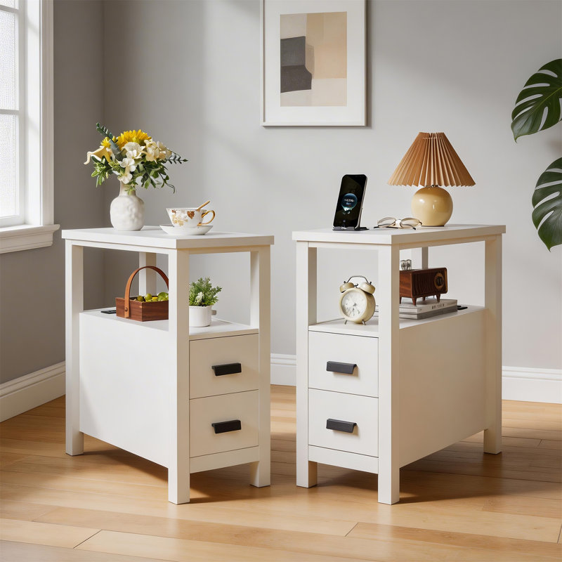 Table de bout avec station de charge, Blanc