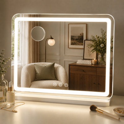 LED Vanity Mirror with Lights, 3 Colour Modes, Touch Control, USB Port, 58 x 46 cm