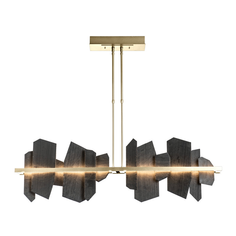 Ardesia 1 - Light Kitchen Island Linear LED Pendant with Slate Accents, Modern Brass