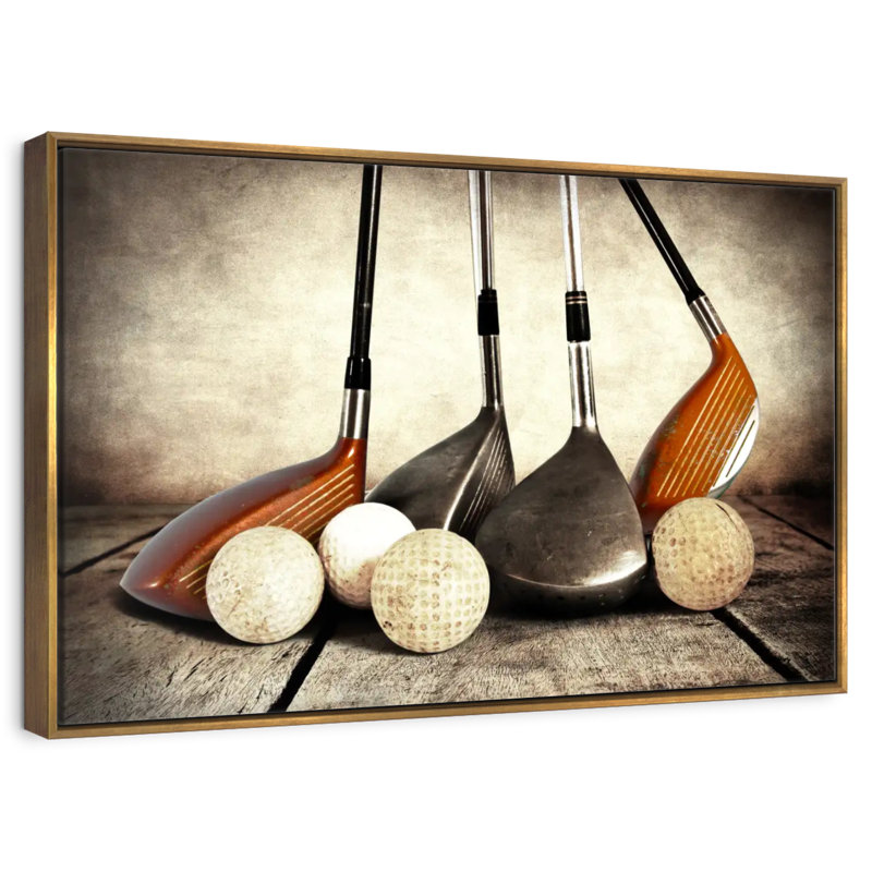 Ensembles de golf, 46 po x 31 po, Cadre flottant doré