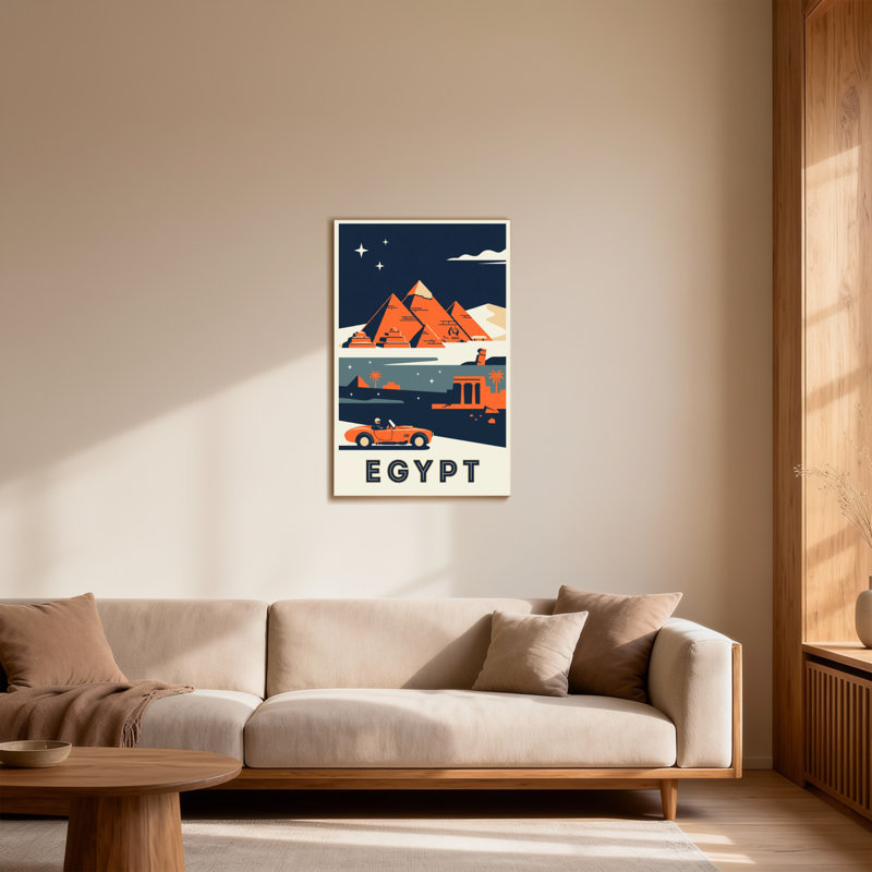 Scenic & Cityscapes, Égypte, pyramides, nuit, désert, voiture, palmiers, étoiles, H 36 po x l 24 po