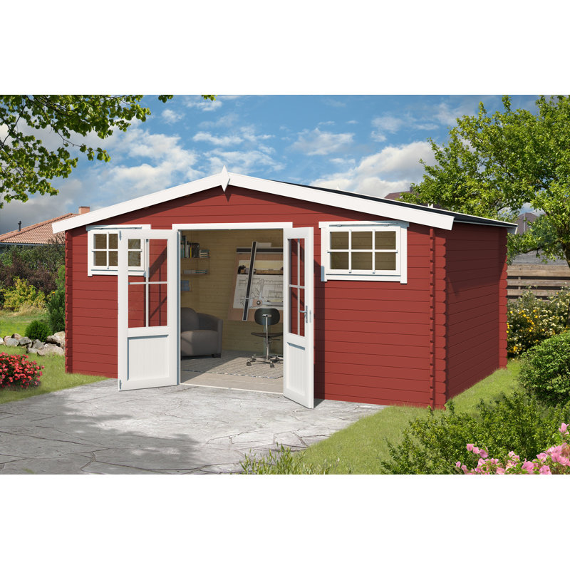Lasita Boston 16 x 10 Ft. Apex Roof Summerhouse With Single Glazed Windows (28mm), Boston Natural Wood