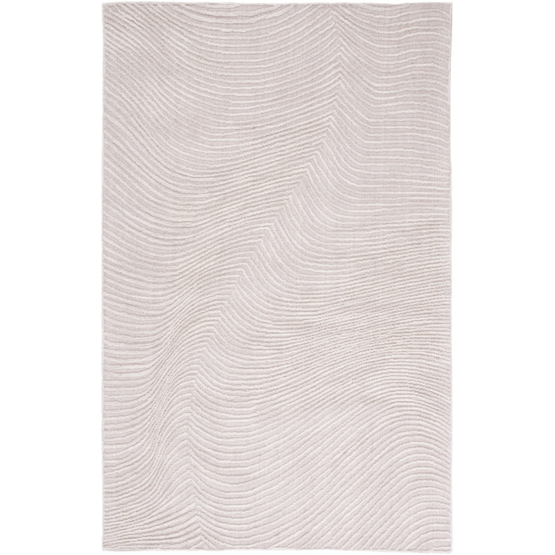 Tapis blanc en laine et en coton touffeté à la main Aniessa, Rectangle 3 pi x 5 pi