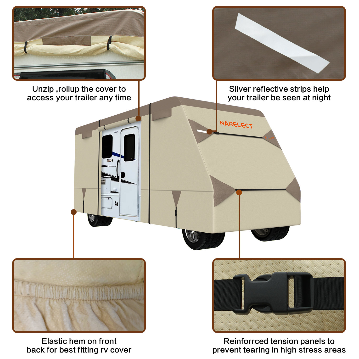 NARELECT Upgraded Class C RV Cover Fits 23'26' Camper Cover by
