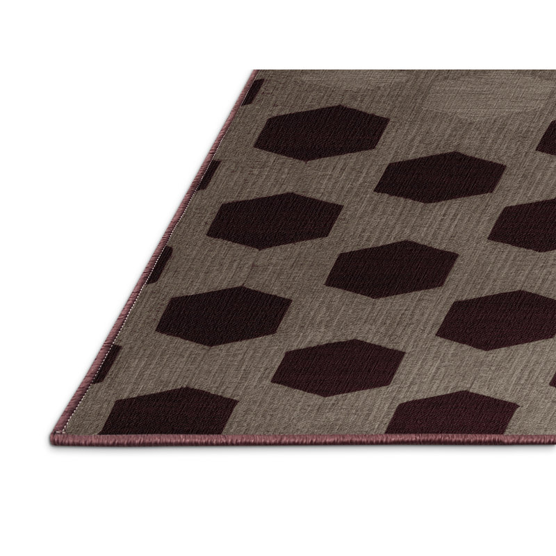 Tapis brun à carreaux lavable à la machine, Carré 6 pi