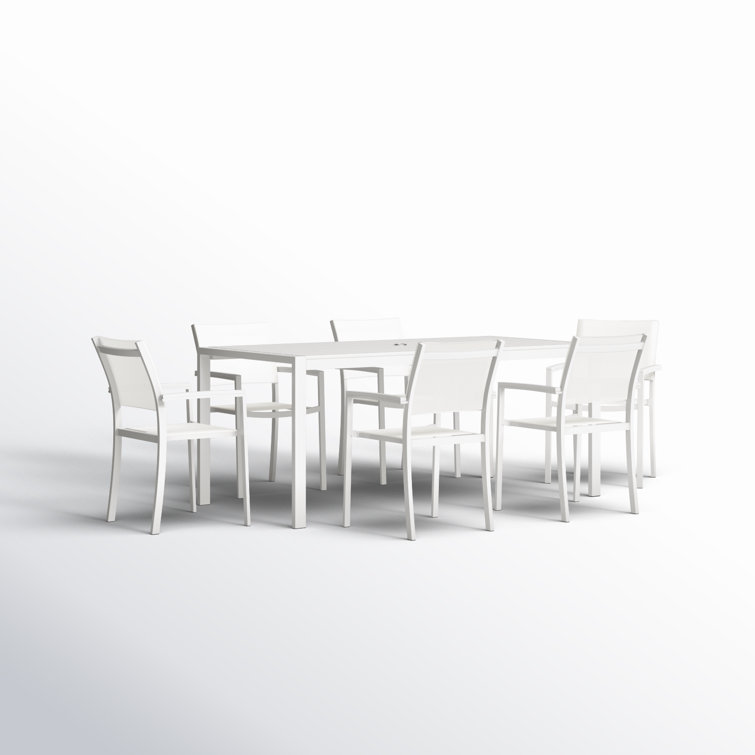 Aynura 6 - Person Metal Patio Dining Set with Rectangular Table