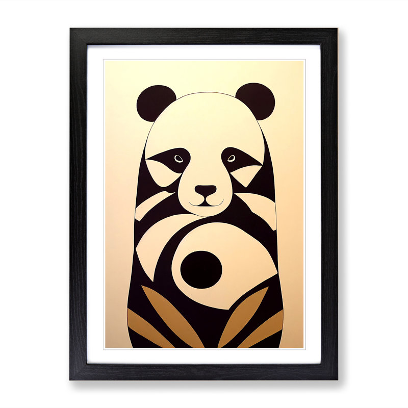 Panda Abstract Design - Picture Frame Print, 64cm H x 46cm W x 2cm D, Oak