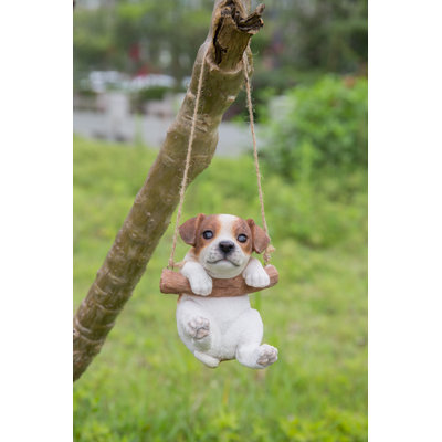 Statue de chiot Jack Russell terrier suspendu