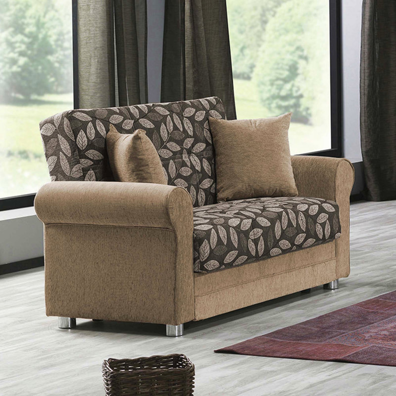 Causeuse convertible rembourrée avec rangement, chenille, Brun