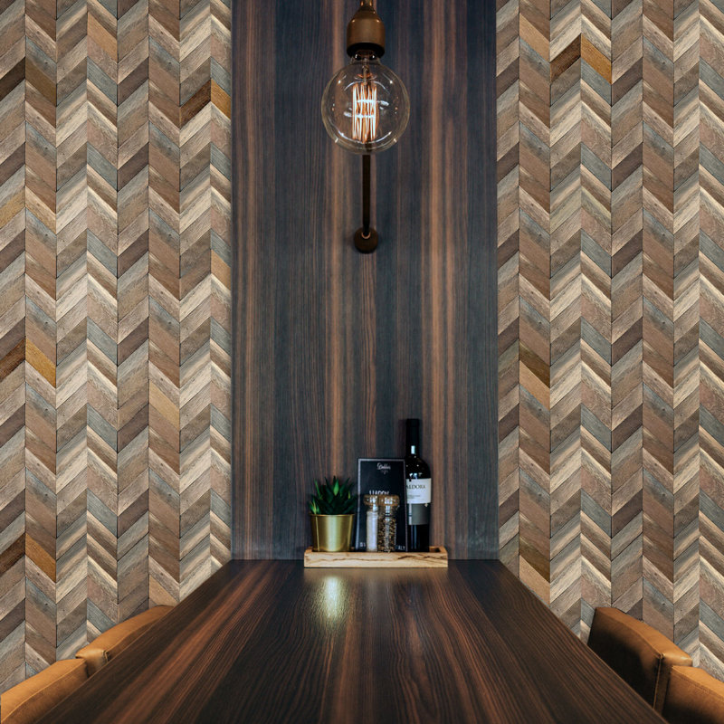 Natural Finish Chevron Boat Wood Mosaic Wall Tile