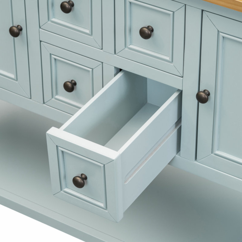 Keyania Coffee Console Table with Four Small Drawers and Bottom Shelf, Lime White