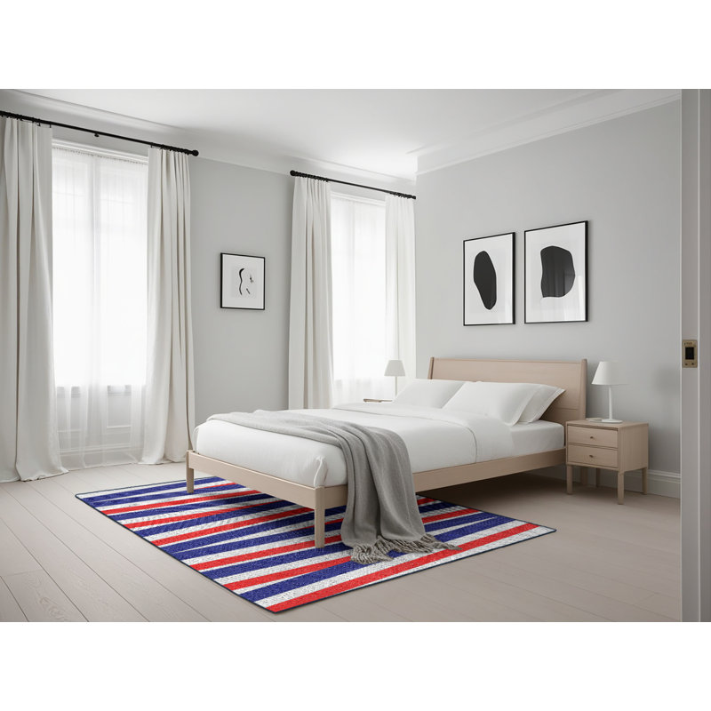 Tapis bleu / rose Alston, Rectangle 5 pi x 7 pi