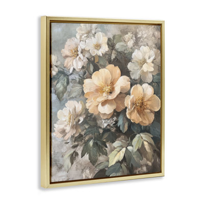  Soft Floral Arrangement Floater Canvas Wall Art by Petal Prints Design