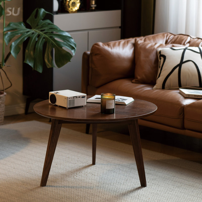 Élégante table basse en noyer facile à assembler, parfaite pour le bureau à domicile et le salon
