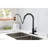 Kitchen Faucet With Pull Down - Matt Black Finish, Stainless Steel, 360 Rotatable Nozzle, Corrosion And Rust Treatment, Single Handle For Convenient Water Flow Adjustment Black, Rotating Surface-920923664