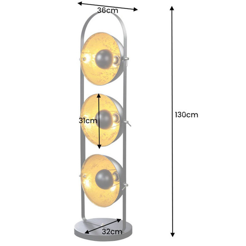 Fiedler 130cm Black Novelty Floor Lamp, Gold
