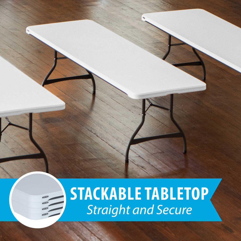 Granite White 96'' Foldable Indoor/Outdoor Banquet Table