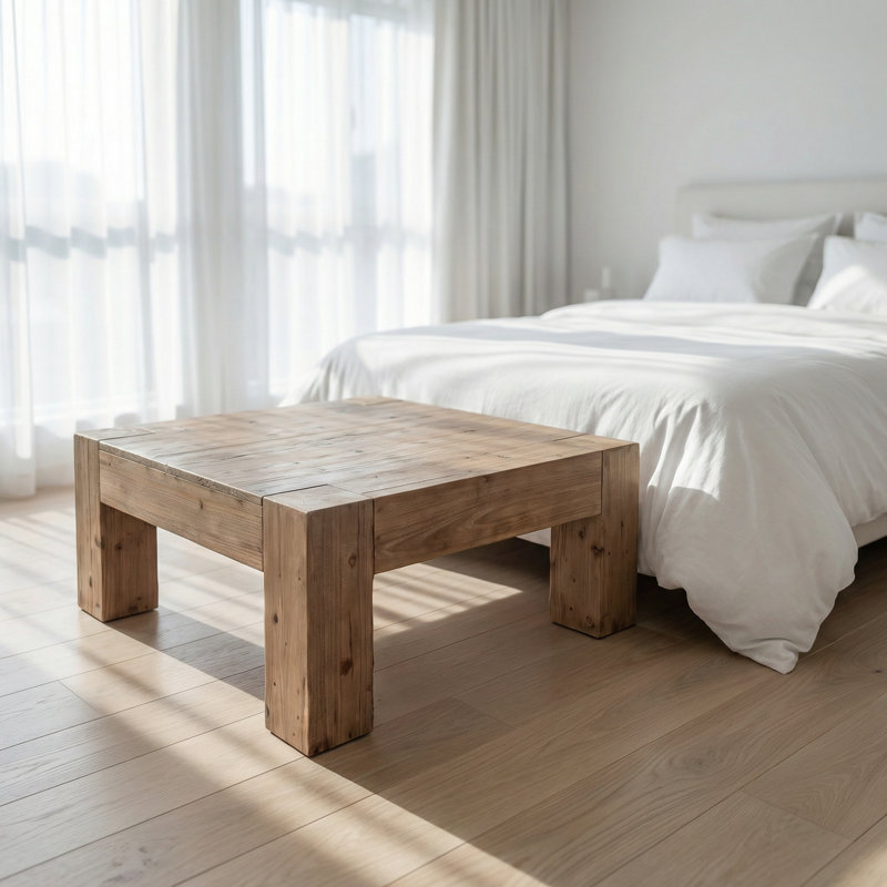 Solid Wood Coffee Table with Wabi-Sabi and Modern Minimalist Design
