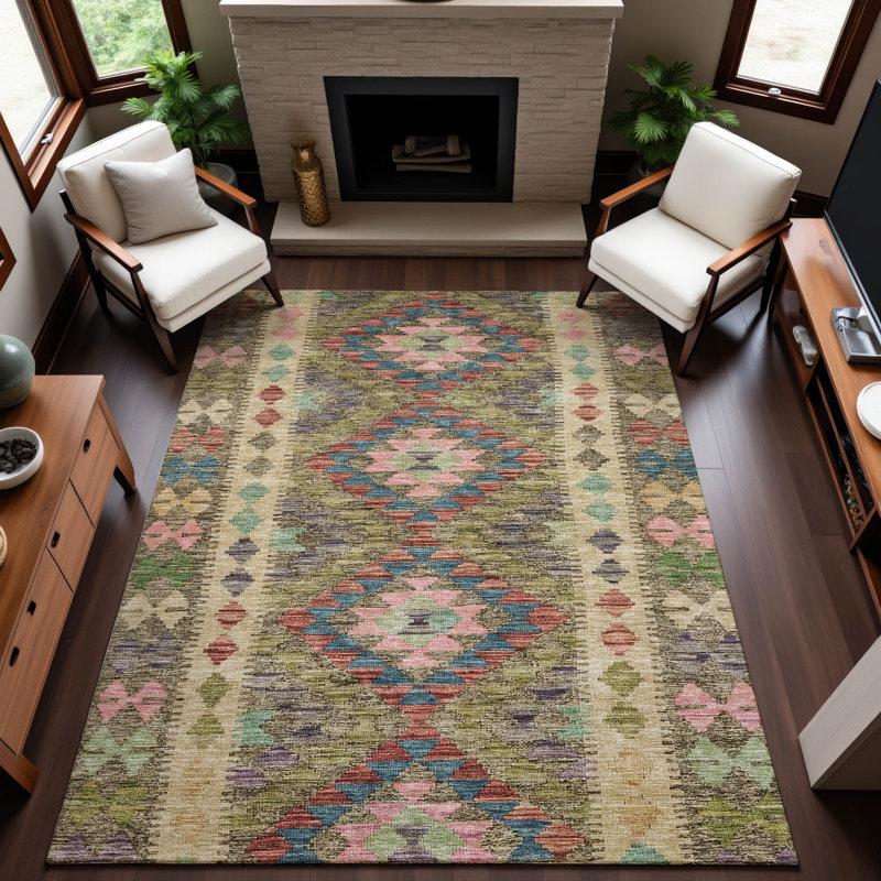 Premium Machine Washable Barry AMF1226 Global Rug, Rectangle 10' x 14'