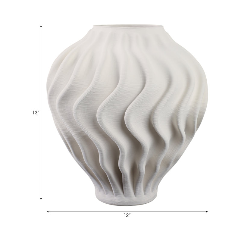 Porcelain Vase Sculptural Decorative Accent With Textured Wave Design Modern Organic Form Handcrafted Style Art-Inspired Ceramic Home Decor Statement Piece For Shelf Table Or Mantel Display