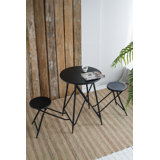 Table d'appoint et deux sièges escamotables - 24 po x 24 po x 32 po - noir