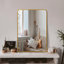 Miroir de salle de bain carré encadré en métal doré 36 po x 36 po.-1905209671-1901501614