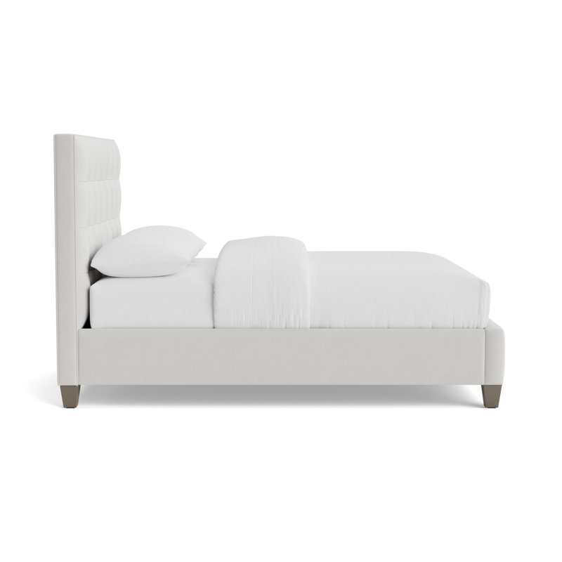 Butler Grid Tuft Floating Rail Bed, Performance Velvet - Silver, King, Driftwood