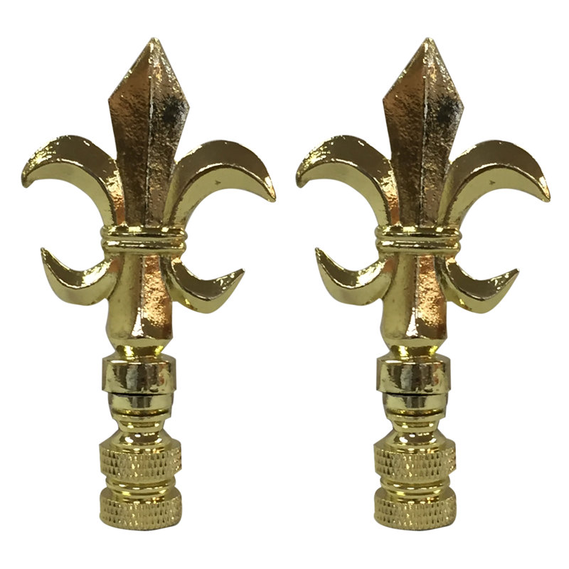 Fleur De Lis Lamp Finial, Polished Brass