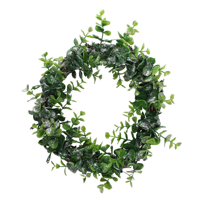 Couronne de Noël artificielle Sparkling Silver and Green Grass - 8,75 pouces