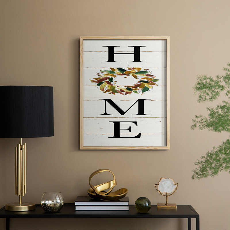 Reproduction encadrée de couronne Home Home - bois massif, Naturel, H 15 po x l 12 po